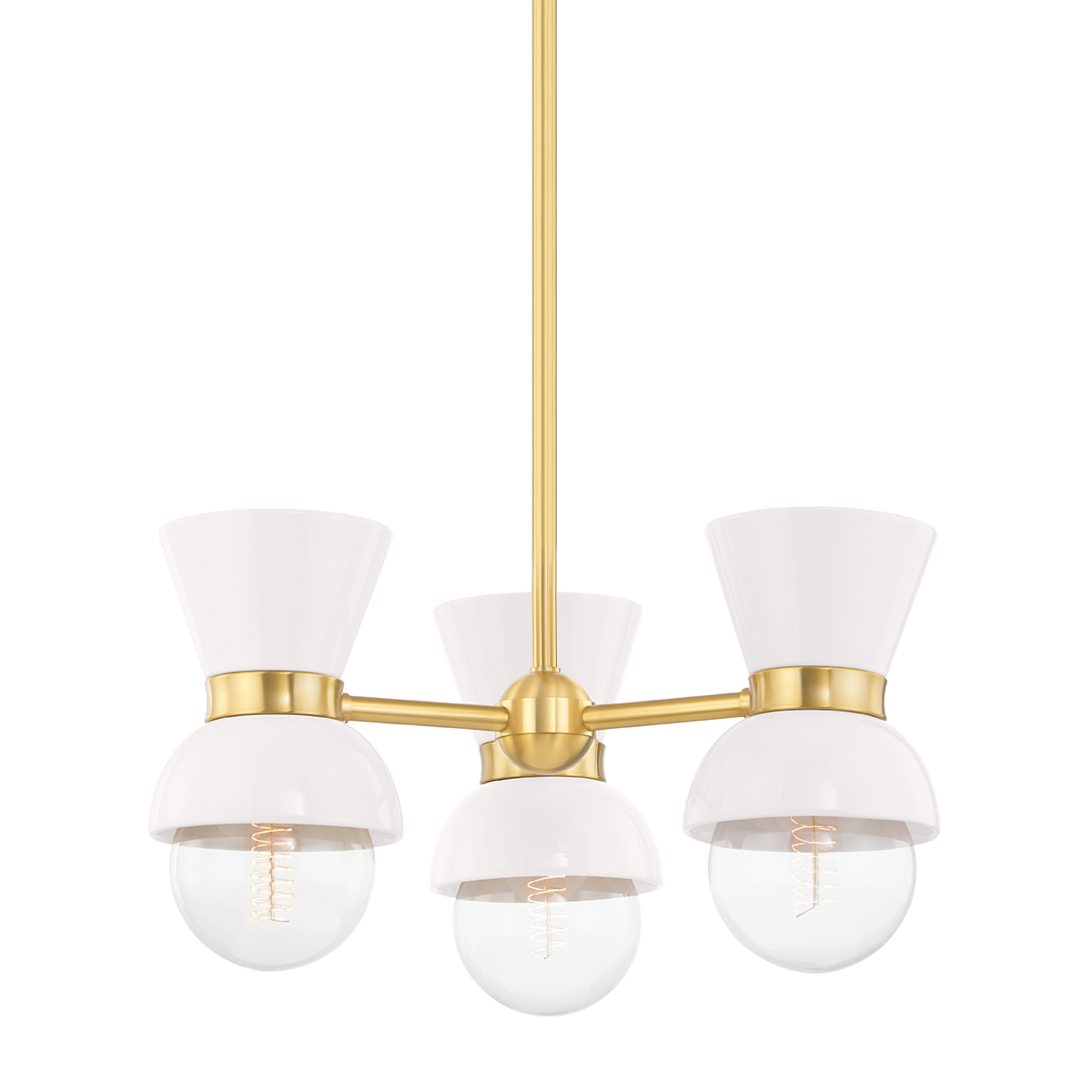 Gillian Semi Flush in AGED BRASS/CERAMIC GLOSS CREAM Finish