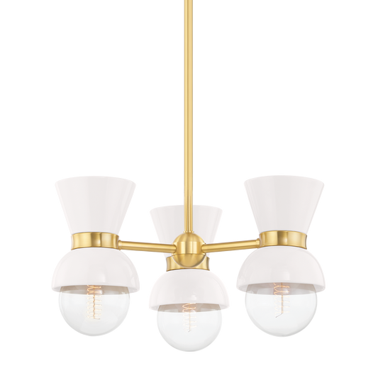 Gillian Semi Flush in AGED BRASS/CERAMIC GLOSS CREAM Finish
