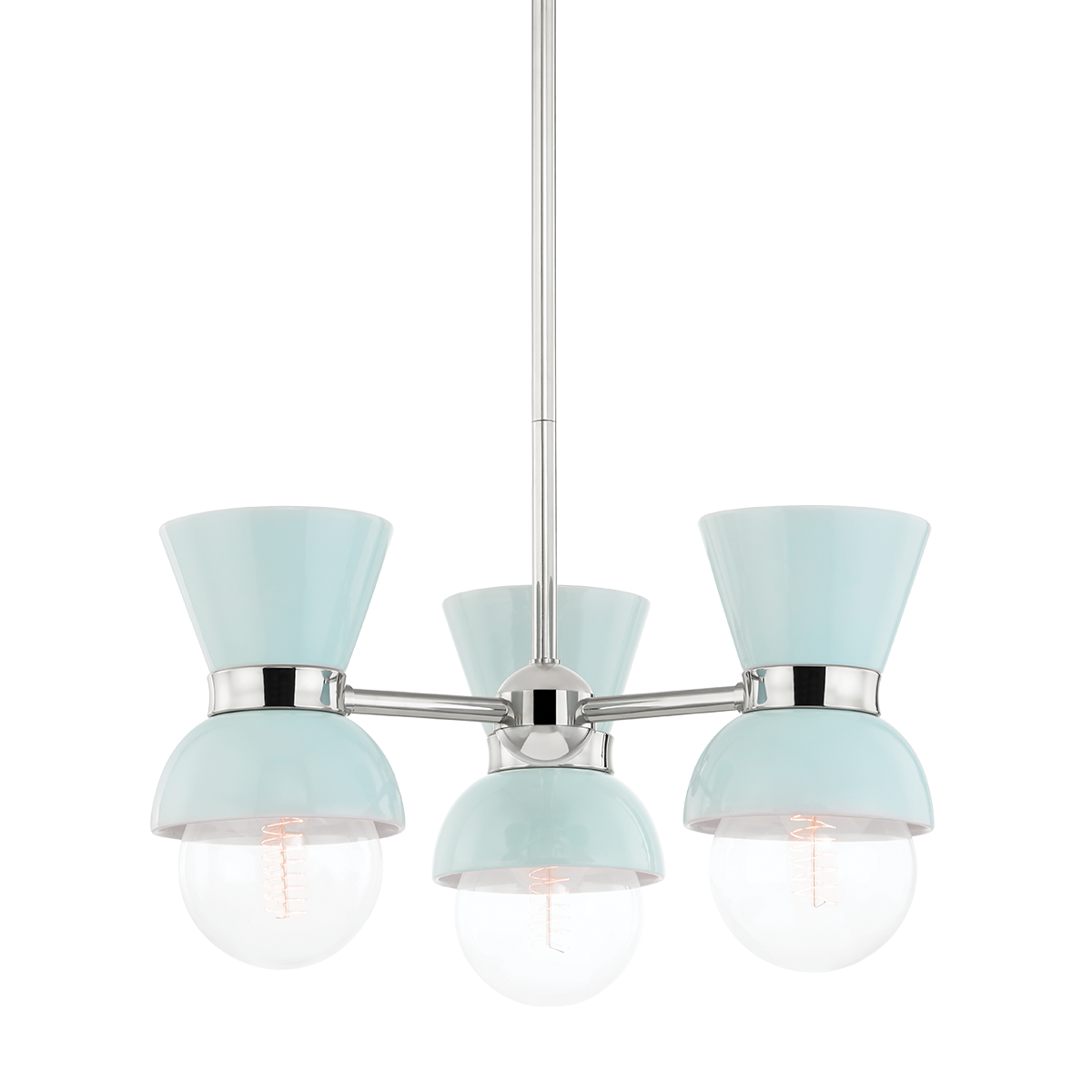 Gillian Semi Flush in POLISHED NICKEL/CERAMIC GLOSS ROBINS EGG BLUE Finish