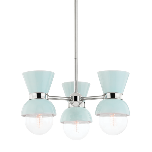 Gillian Semi Flush in POLISHED NICKEL/CERAMIC GLOSS ROBINS EGG BLUE Finish