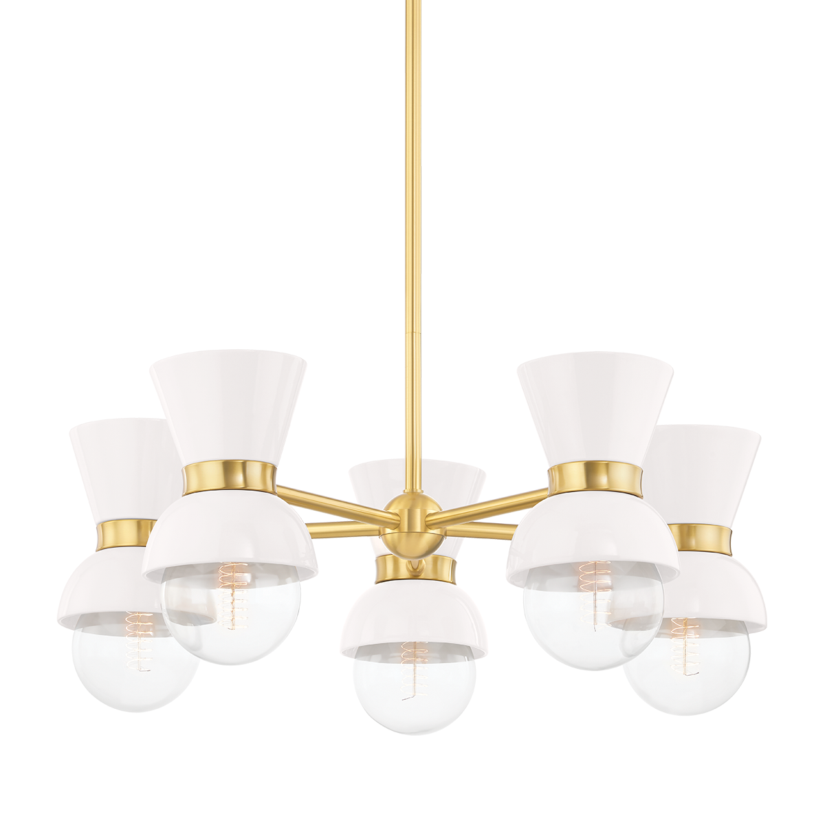 Gillian Chandelier in AGED BRASS/CERAMIC GLOSS CREAM Finish