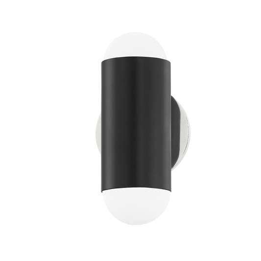 Kira Wall Sconce in Polished Nickel/Soft Black Finish