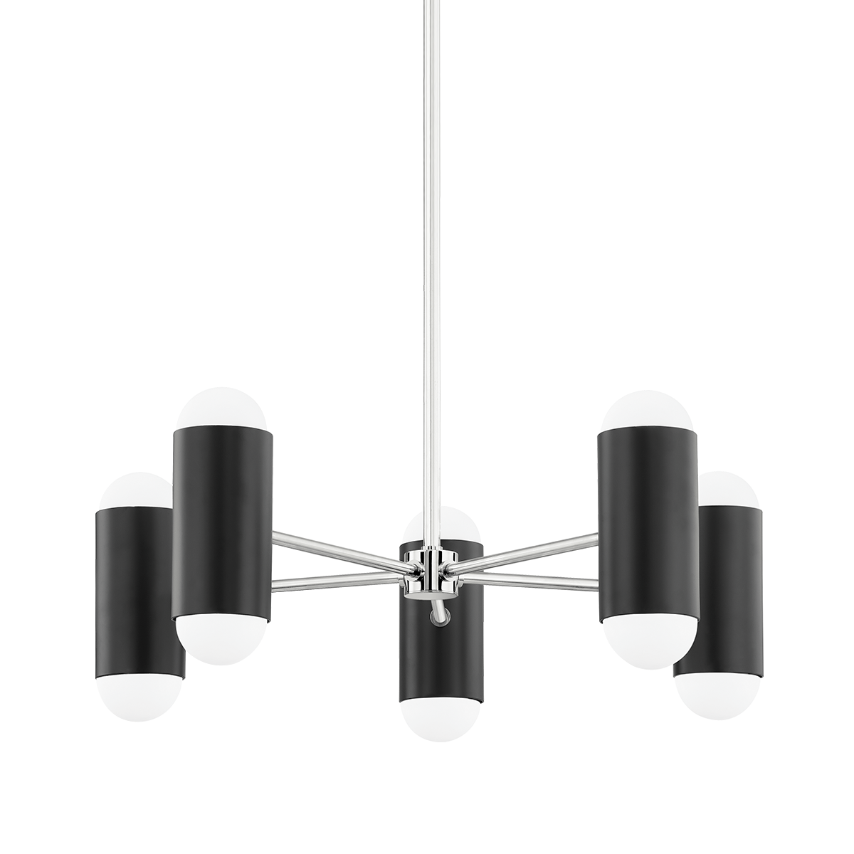 Kira Chandelier in Polished Nickel/Soft Black Finish