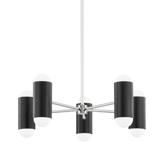 Kira Chandelier in Polished Nickel/Soft Black Finish