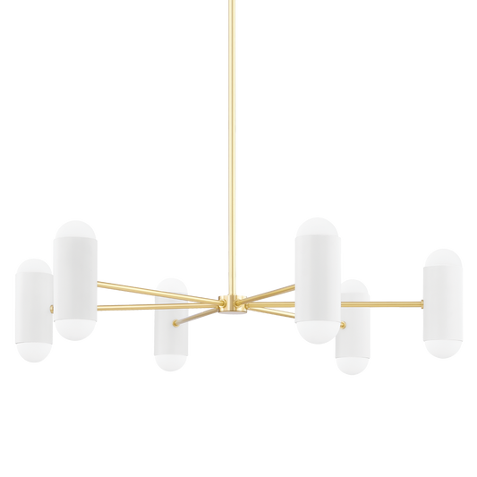 Kira Chandelier in Aged Brass/soft White Combo Finish