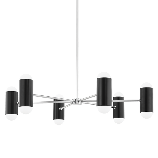Kira Chandelier in Polished Nickel/Soft Black Finish