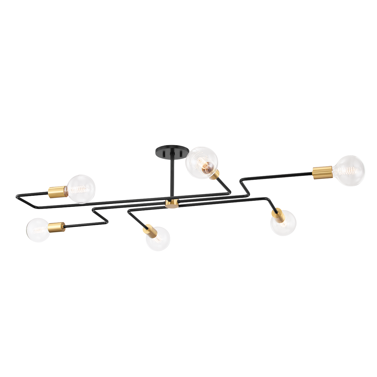 Jena Semi Flush in AGED BRASS/TEXTURED BLACK COMBO Finish