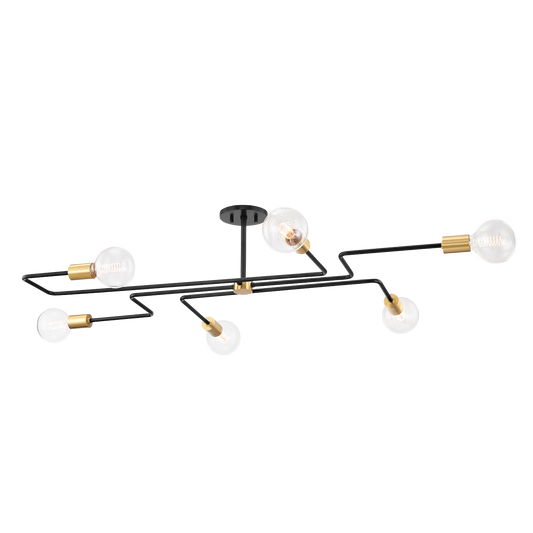 Jena Semi Flush in AGED BRASS/TEXTURED BLACK COMBO Finish