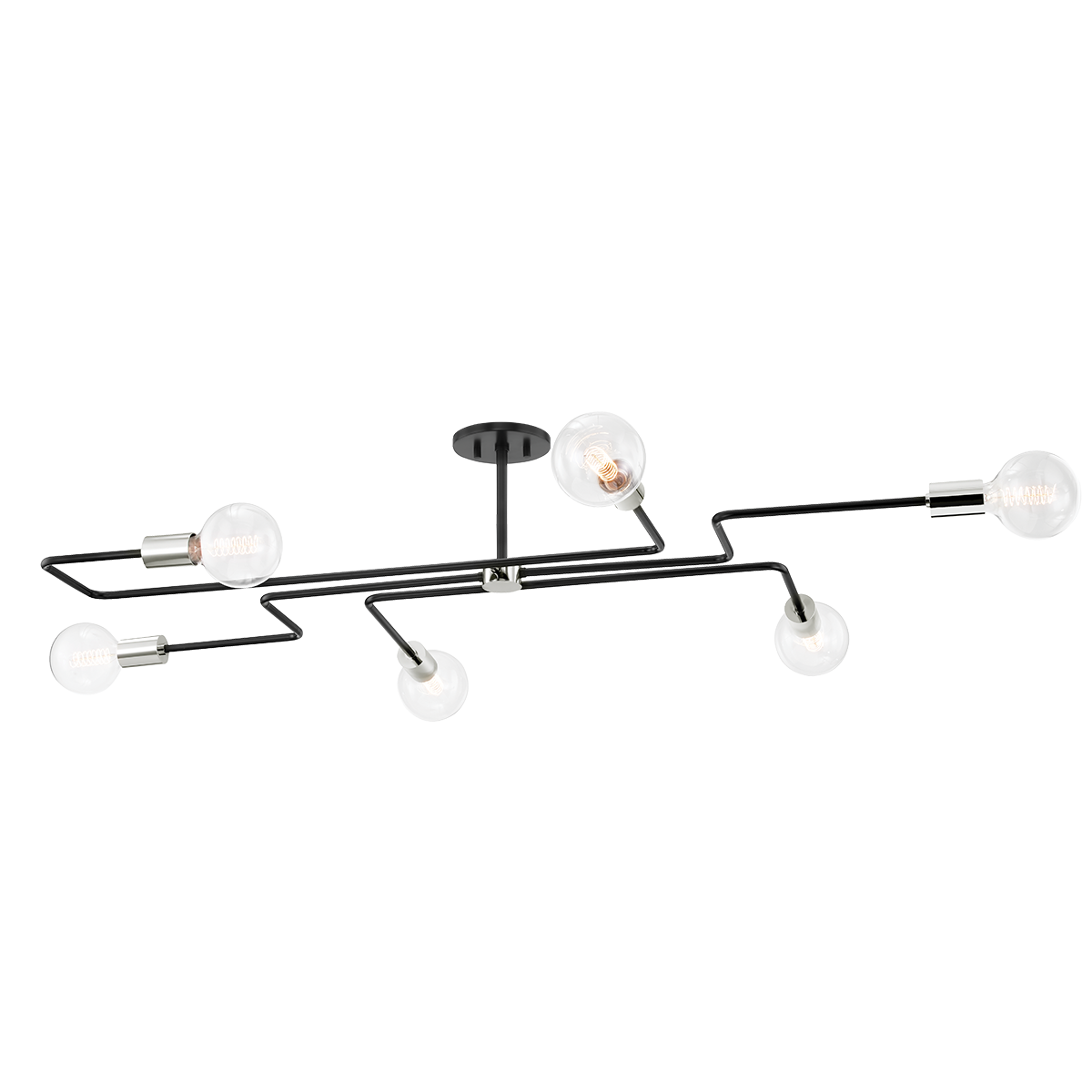 Jena Semi Flush in POLISHED NICKEL/TEXTURED BLACK Finish