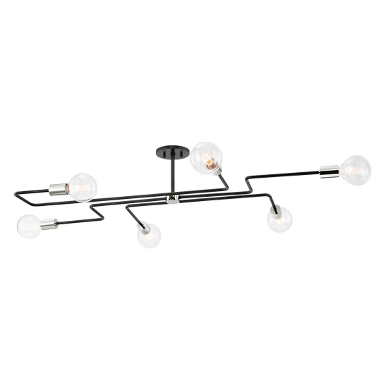 Jena Semi Flush in POLISHED NICKEL/TEXTURED BLACK Finish