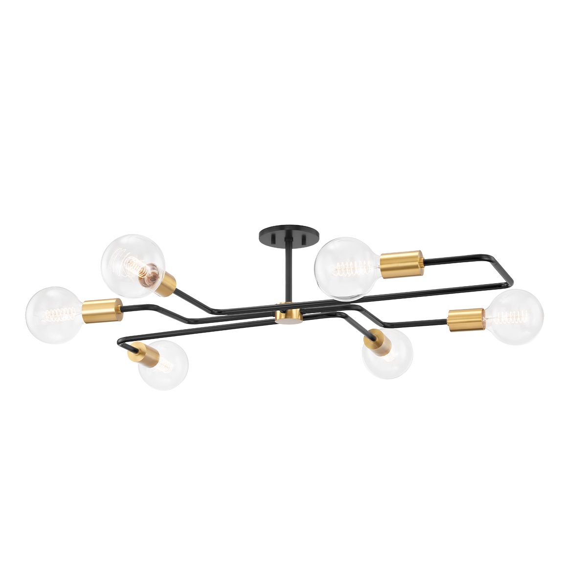 Jena Semi Flush in AGED BRASS/TEXTURED BLACK COMBO Finish