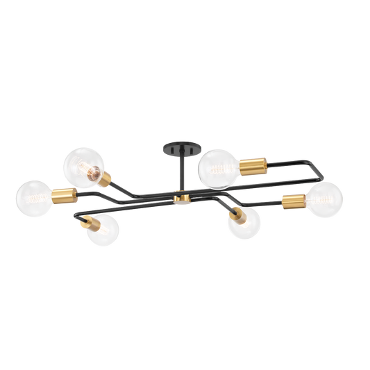 Jena Semi Flush in AGED BRASS/TEXTURED BLACK COMBO Finish