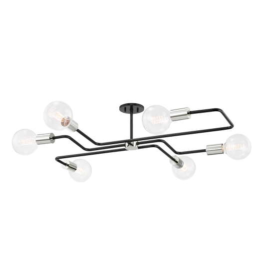 Jena Semi Flush in POLISHED NICKEL/TEXTURED BLACK Finish