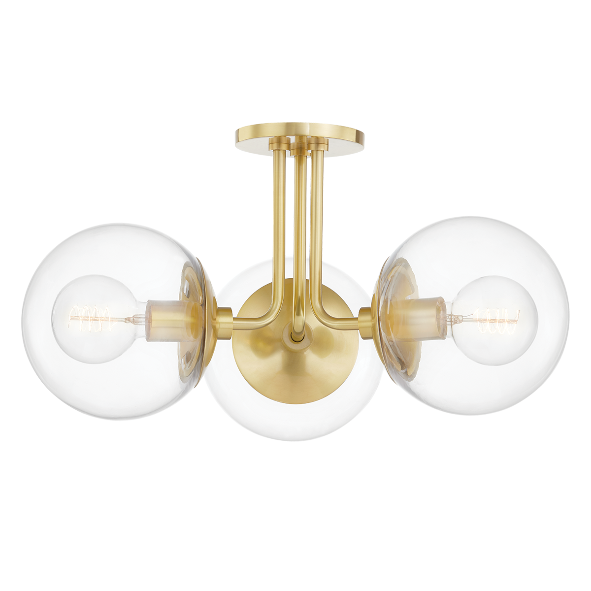 Meadow Semi Flush in Aged Brass Finish