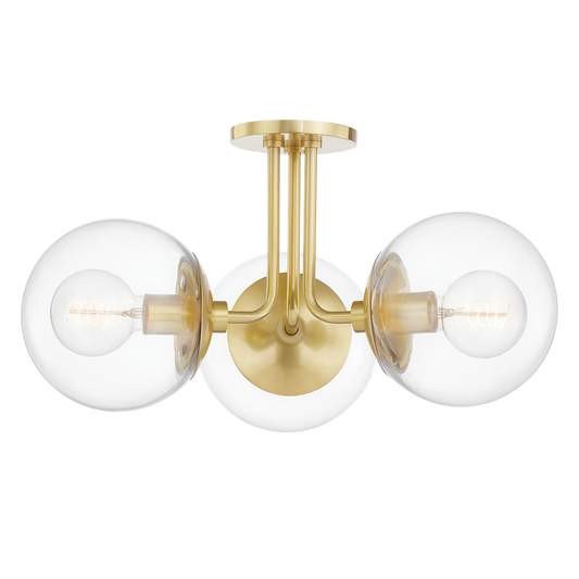 Meadow Semi Flush in Aged Brass Finish