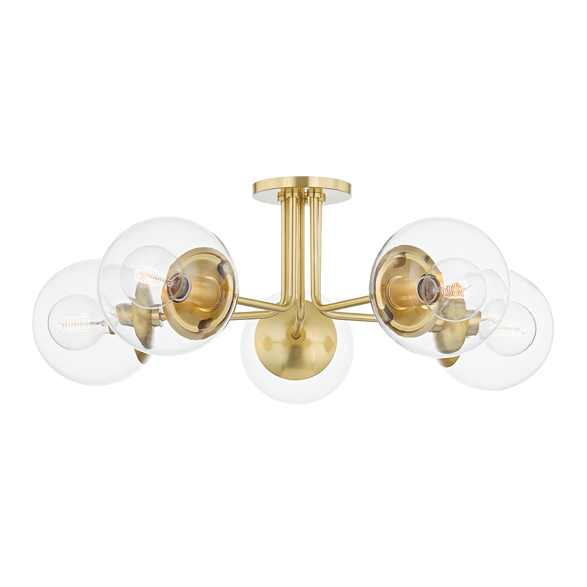 Meadow Semi Flush in Aged Brass Finish