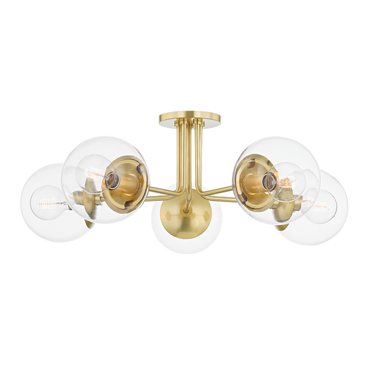 Meadow Semi Flush in Aged Brass Finish