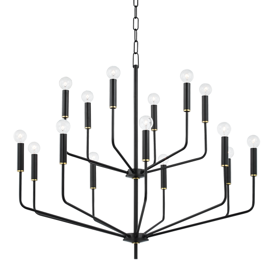Bailey Chandelier in Aged Brass/soft Black Finish