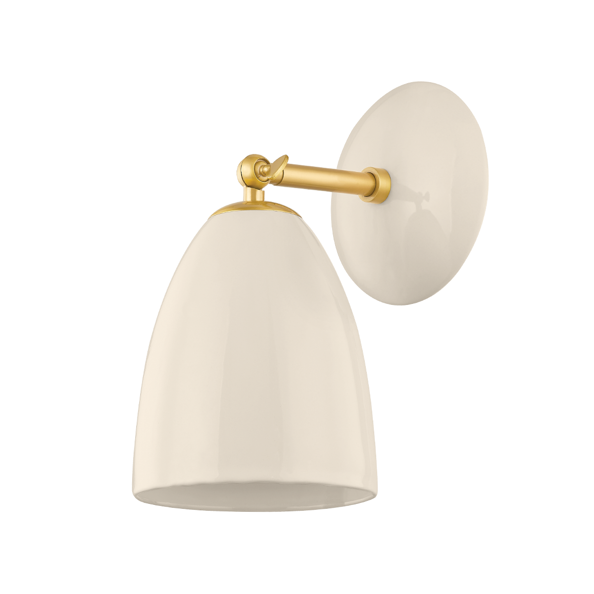 KIRSTEN Wall Sconce in AGED BRASS/CERAMIC CREAM Finish