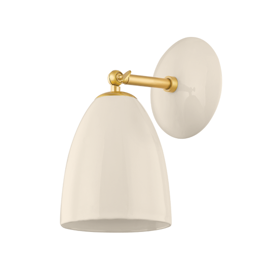 KIRSTEN Wall Sconce in AGED BRASS/CERAMIC CREAM Finish