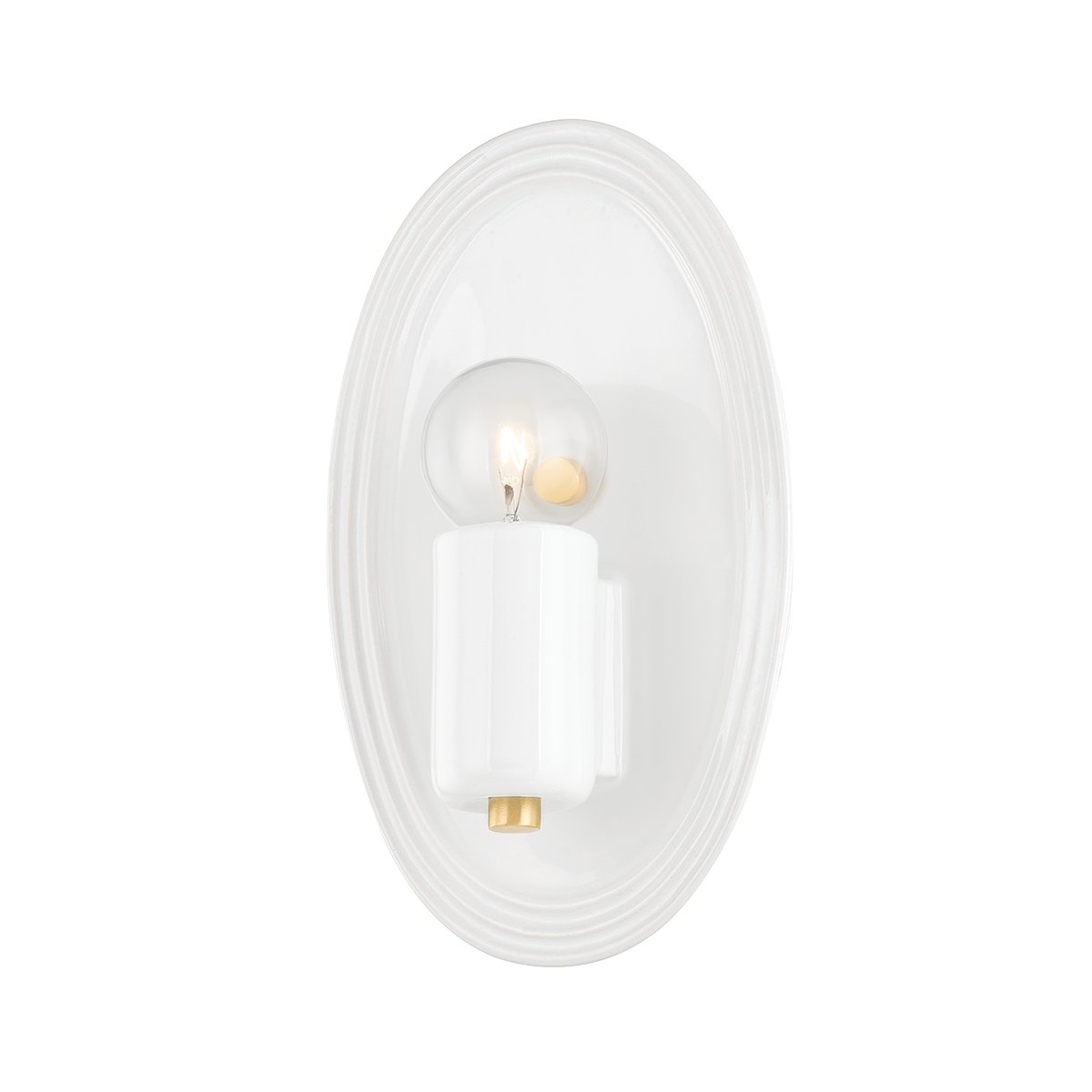 JOYCE Wall Sconce in AGED BRASS/CERAMIC GLOSS WHITE Finish