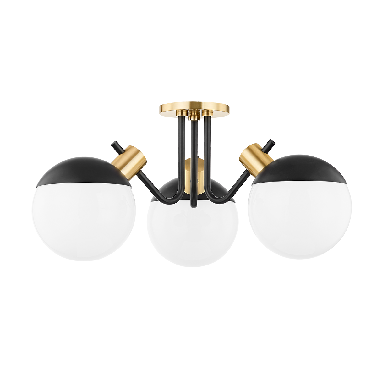 Miranda Semi Flush in Aged Brass/soft Black Finish