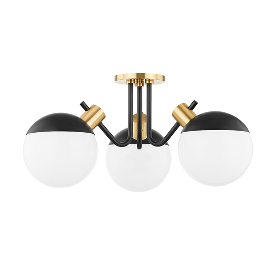 Miranda Semi Flush in Aged Brass/soft Black Finish