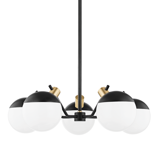 Miranda Chandelier in Aged Brass/soft Black Finish
