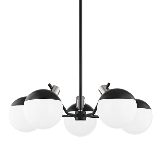 Miranda Chandelier in Polished Nickel/Soft Black Finish