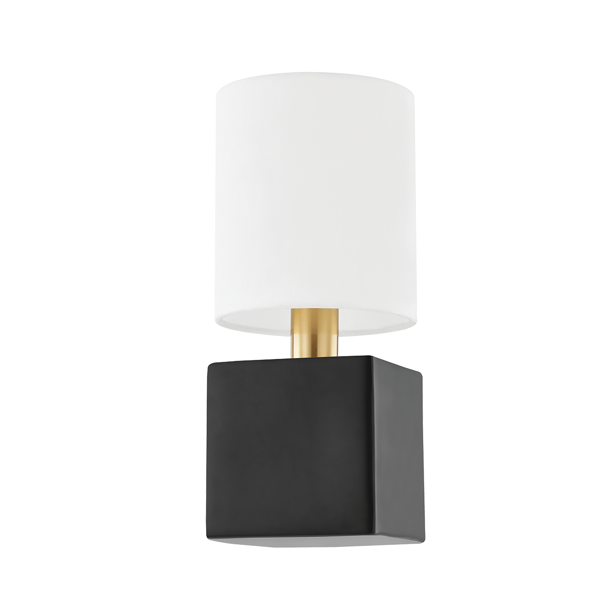 JOEY Wall Sconce in AGED BRASS/CERAMIC SATIN BLACK Finish