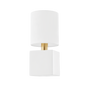 JOEY Wall Sconce in AGED BRASS/CERAMIC SATIN WHITE Finish