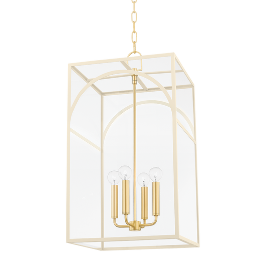 Addison Pendant in AGED BRASS/TEXTURED CREAM Finish