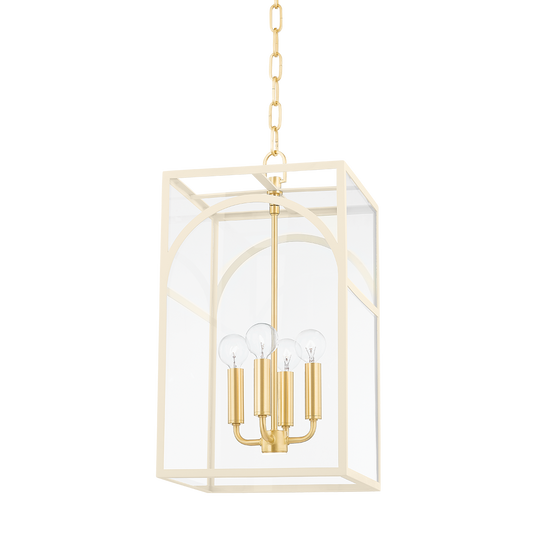 Addison Pendant in AGED BRASS/TEXTURED CREAM Finish