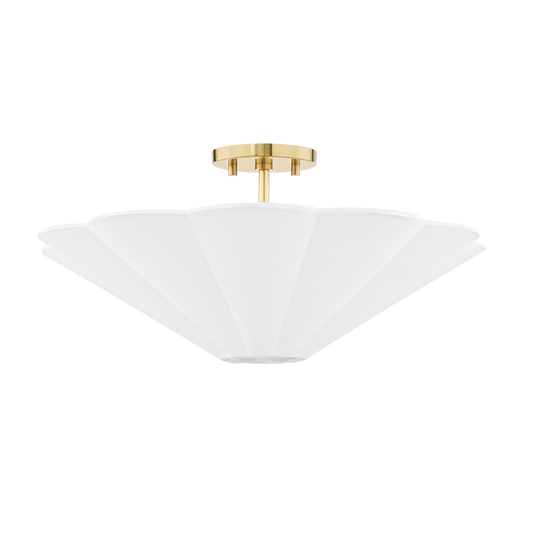Alana Semi Flush in Aged Brass Finish