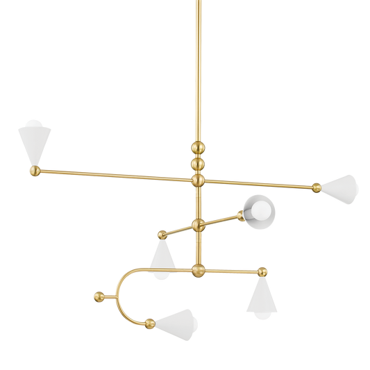 Hikari Chandelier in AGED BRASS/SOFT WHITE Finish