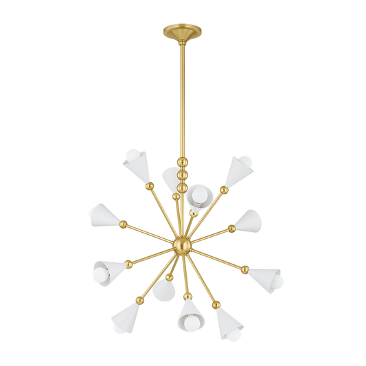HIKARI Chandelier in AGED BRASS/SOFT WHITE Finish