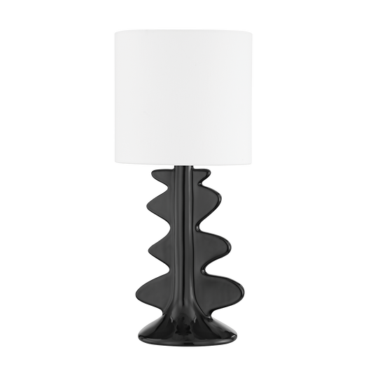 Liwa Table Lamp in AGED BRASS/CERAMIC GLOSS BLACK Finish
