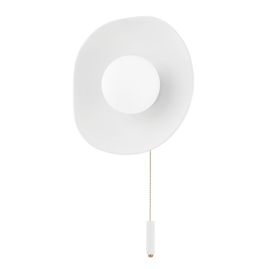 Bacia Wall Sconce in AGED BRASS/CERAMIC RAW MATTE WHITE Finish