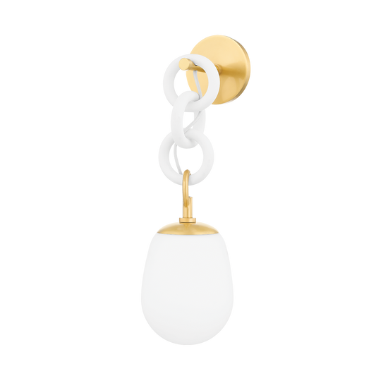 Marina Wall Sconce in AGED BRASS/TEXTURED WHITE Finish