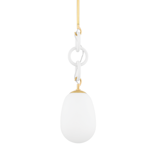 Marina Pendant in AGED BRASS/TEXTURED WHITE Finish