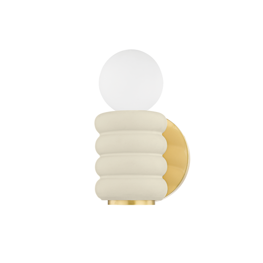 Bibi Wall Sconce in AGED BRASS/CERAMIC ANTIQUE IVORY Finish