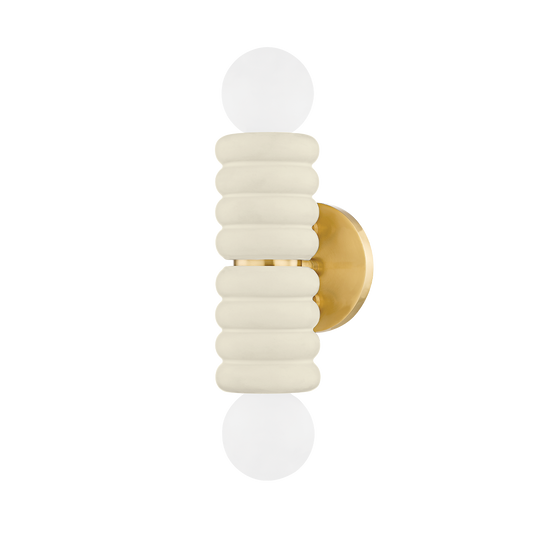 Bibi Wall Sconce in AGED BRASS/CERAMIC ANTIQUE IVORY Finish