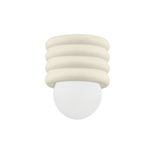 Bibi Flush Mount in AGED BRASS/CERAMIC ANTIQUE IVORY Finish