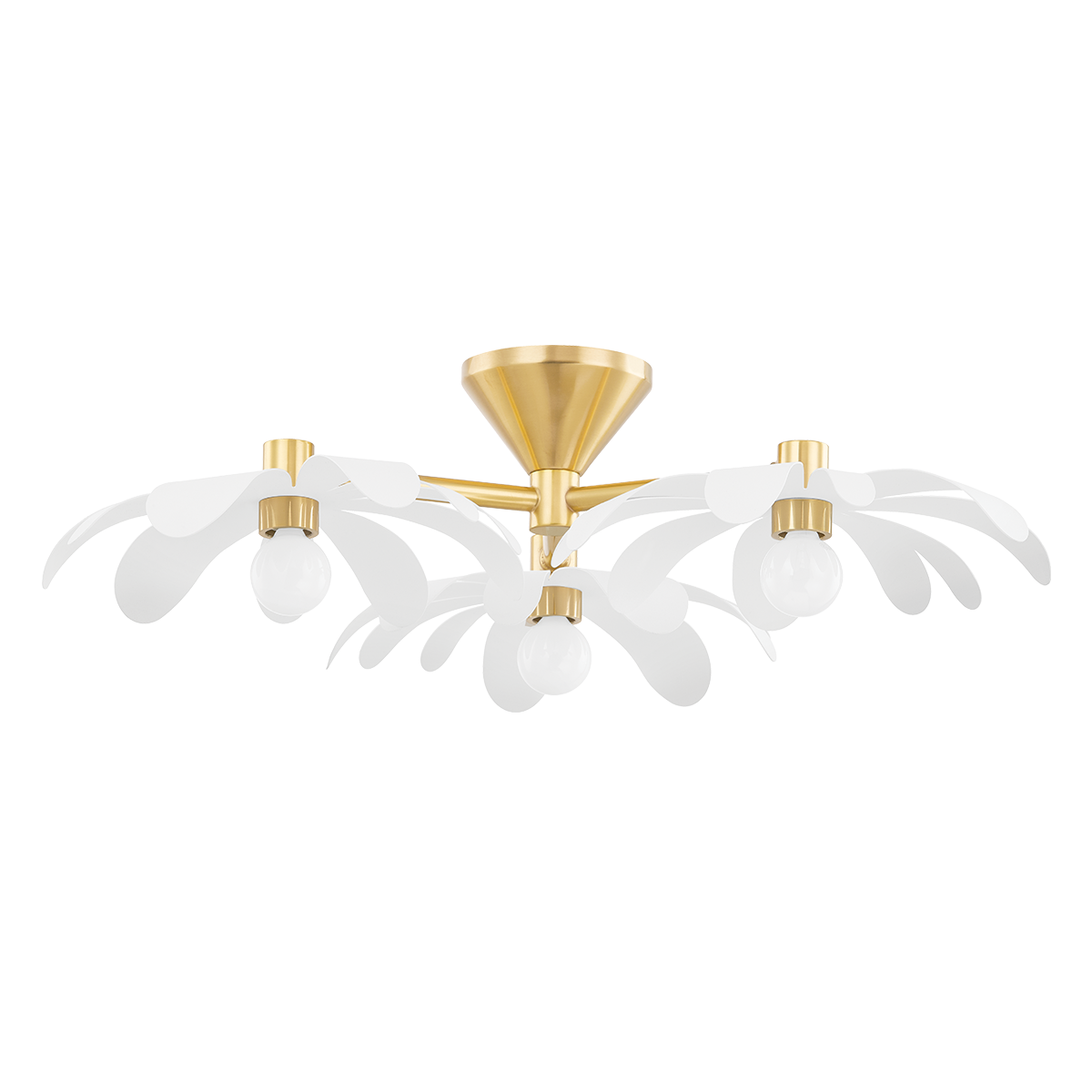 Twiggy Semi Flush in AGED BRASS/TEXTURED WHITE Finish