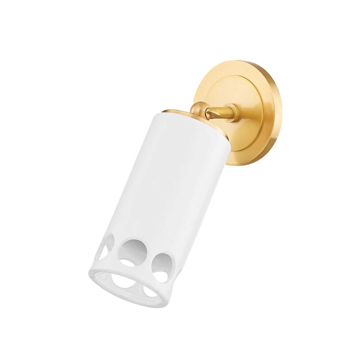 Jean Wall Sconce in AGED BRASS/CERAMIC GLOSS WHITE Finish