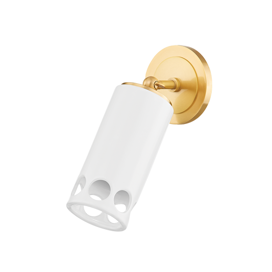 Jean Wall Sconce in AGED BRASS/CERAMIC GLOSS WHITE Finish