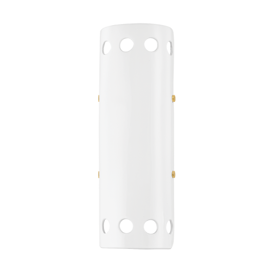 Jean Wall Sconce in AGED BRASS/CERAMIC GLOSS WHITE Finish