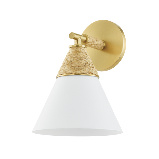 Mica Wall Sconce in Aged Brass Finish