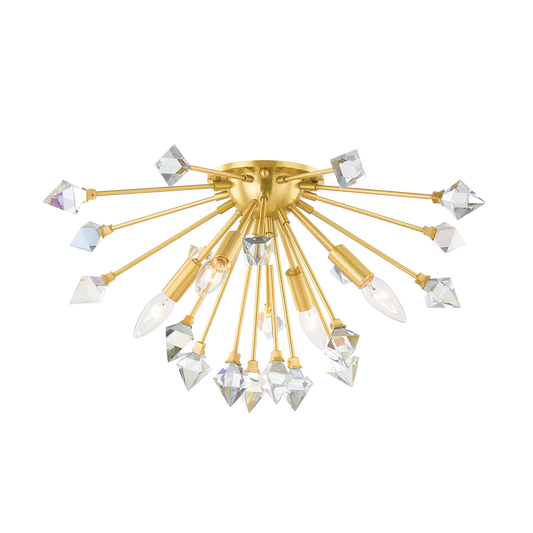 GENESIS Flush Mount in Aged Brass Finish