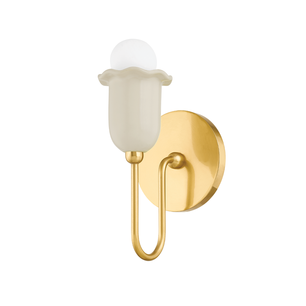 DELILAH Wall Sconce in AGED BRASS/CERAMIC ANTIQUE IVORY Finish